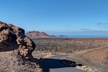 volcans du parc national de Timanfaya sur l'île de Lanzarote aux canaries en Espagne