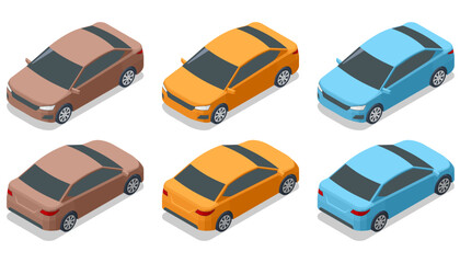 Fototapeta premium IsometricFastback, Liftback Car template for branding and advertising. Multi purpose vehicle, people carrier mover, SUV, 5-door Fastback, Liftback car. Hatchback, Passenger Car isolated.