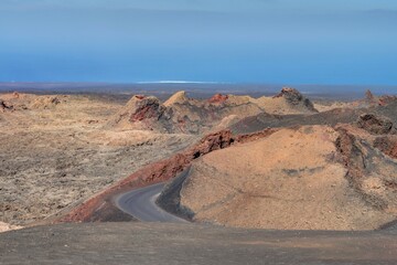 volcans du parc national de Timanfaya sur l'île de Lanzarote aux canaries en Espagne