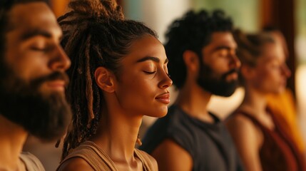 Obraz premium Diverse Group Meditating Peaceful Serene Setting