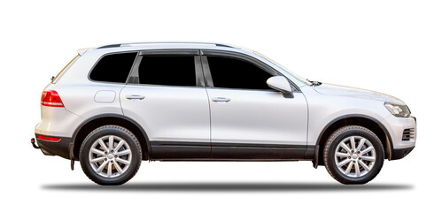 Fototapeta premium White modern SUV car isolated on white background