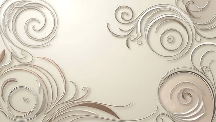 Elegant Swirling Floral Design Cream Background