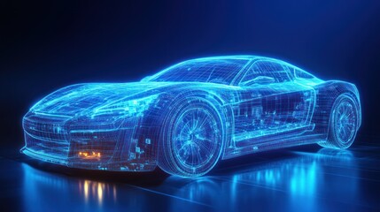 Futuristic Car in Wireframe