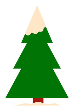 Woods, pine tree, fir, Christmas tree with snow. Colorful, flat vector illustration on transparent background. Vertical layout perfect for social media, card, or article. Design