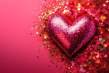 Fototapeta premium A heart-shaped object rests gently on a soft pink background, symbolizing love and affection for Valentine's Day celebrations.