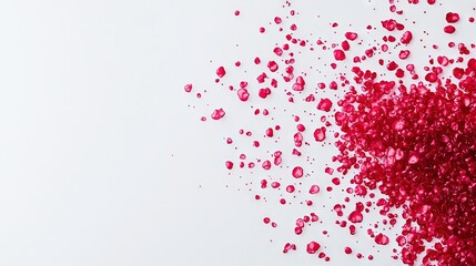 Fototapeta premium A white table topped with red confetti and a white table covered in lots of red confetti