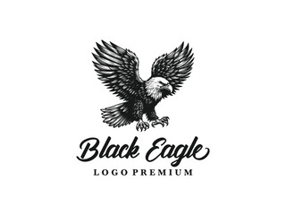 Obraz premium Eagle vector black and white logo premium