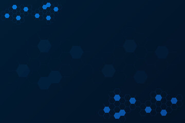 Dark Blue technology background with connected hexagon. Free Space template with blank area for creative and design.