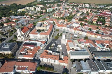 Obraz premium Vyskov is a town in the South Moravian Region of the Czech Republic,Europe,historic town centre is well preserved and is protected as urban monument zone,aerial panorama cityscape view 