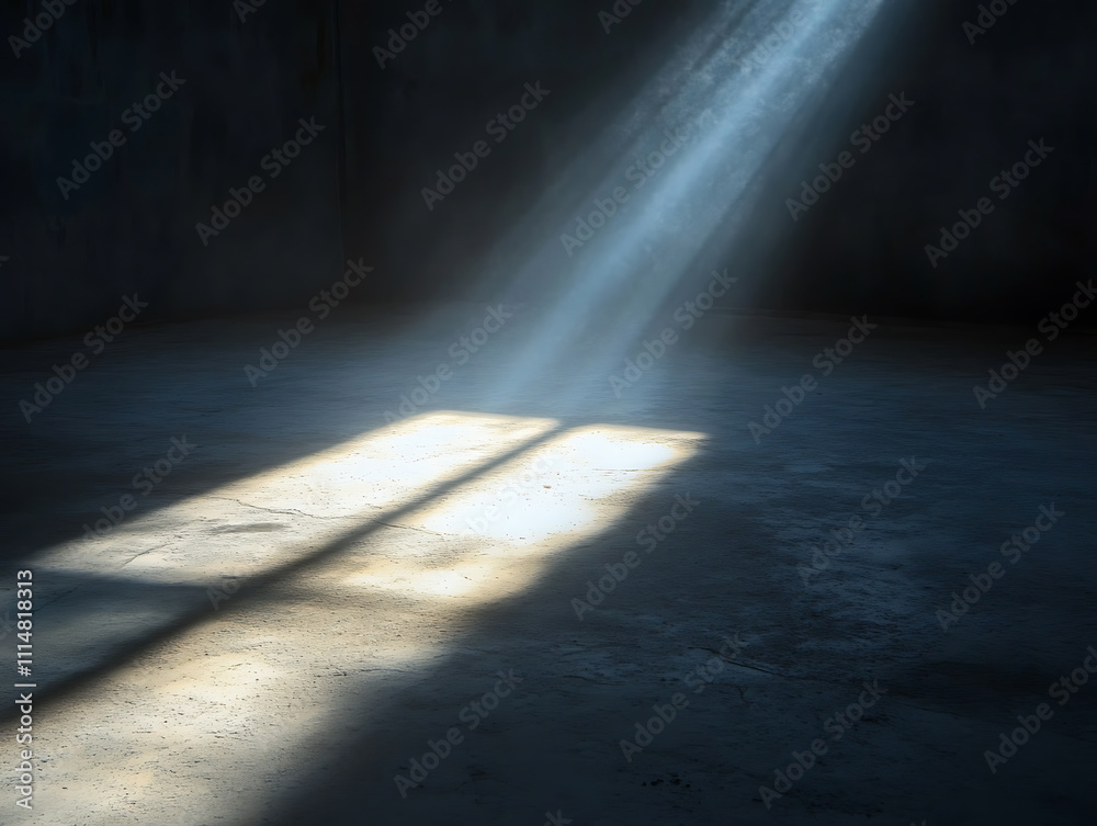 Poster image of a light beam that is shining in the darkness