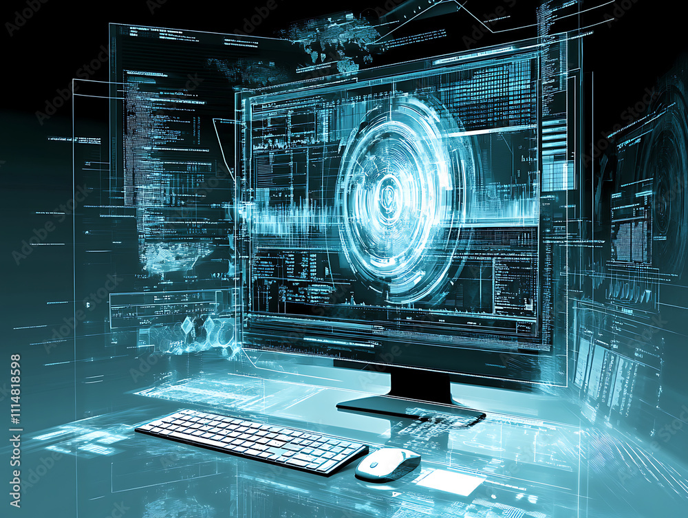 Fototapete Innovative software engineering: dynamic programming and application development visualized on a modern computer monitor