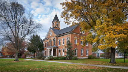 A charming old town hall with historical significance and community gatherings.