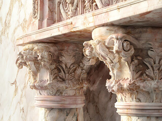 Marble pillars building detail