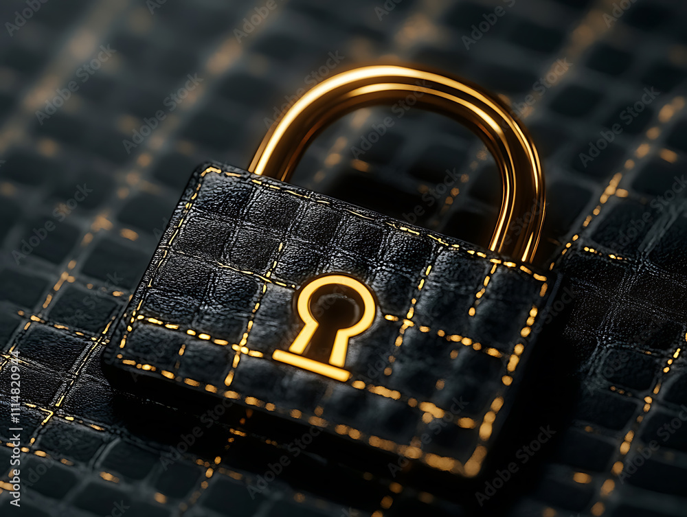 Aufkleber Digital padlock with glowing edges on a dynamic abstract background, embodies cybersecurity concept