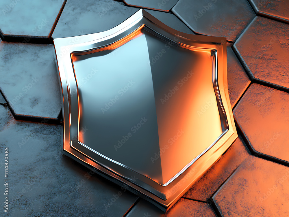 Aufkleber Protect shield and hexagon layer, 3d rendering