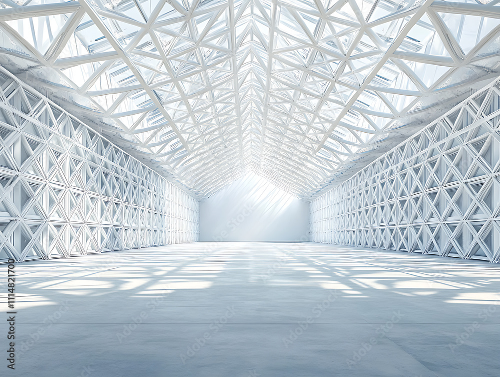 Leinwandbilder Empty building structure with geometric structure, 3d rendering
