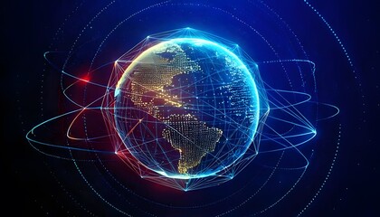Naklejka premium Global network planet Earth. 