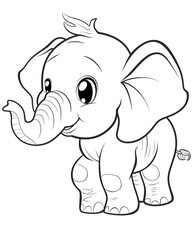 Fototapeta premium Adorable Elephant Coloring Page for Kids' Creative Fun