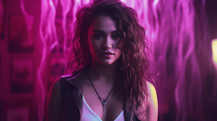 portrait of a woman in pink aura