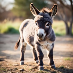 Fototapeta premium Baby donkey. Generative ai