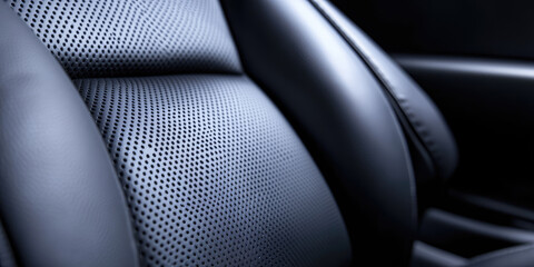 Close-up of the seat upholstery in the car interior. Quality waterproof perforated breathable seat covering.