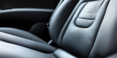 Close-up of the seat upholstery in the car interior. Quality waterproof perforated breathable seat covering.