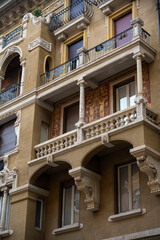ornate building with a distinctive architectural style, likely from the early 20th century