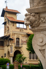 ornate building with a distinctive architectural style, likely from the early 20th century