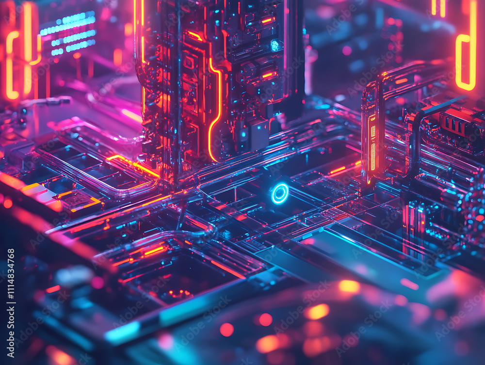 Aufkleber Smart factory concept, abstract tech background, demonstrating industry 4, 0 revolution through automation and data exchange in manufacturing technologies