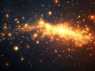 Obraz premium Sparks and embers flying up in the dark sky, creating a dazzling light effect on a black background