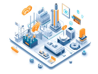 Obraz premium The internet of things iot in manufacturing, integration of connected devices to optimize production, maintenance, inventory, and other factory operations in the new era of industry 4, 0