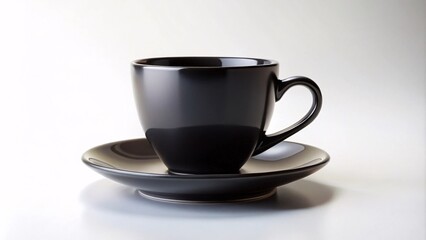 Obraz premium A black cup for those who appreciate elegance and minimalism. Cup on a white background.