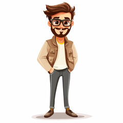 Obraz premium Stylish Hipster Fashion Man Cartoon Vector Illustration