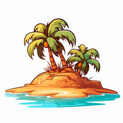 Vibrant Desert Island Cartoon Illustration for Creative Projects