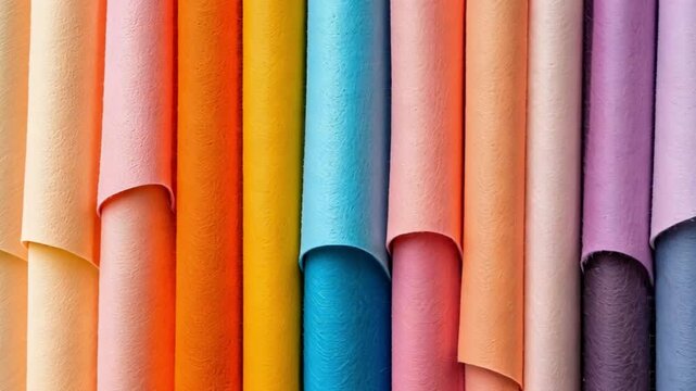 A colorful display of felt fabric samples, perfect for crafting or design inspiration.