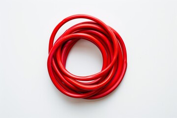 Fototapeta premium Red coiled hose isolated on white background construction concept