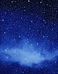 Obraz premium Watercolor Night Sky Vector Illustration. Vast night sky overflowing with stars. The background is a deep, inky blue with washes of purple and black. The stars are in a variety of sizes and shapes