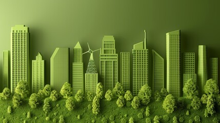 Eco friendly office building  promoting sustainability and reducing carbon footprint in nature