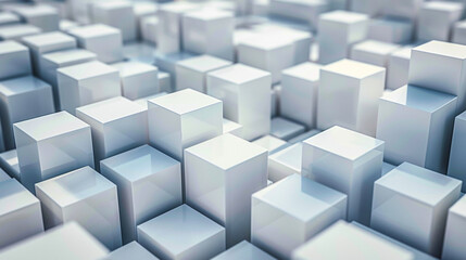 Obraz premium Abstract White Cubes Overlapping in 3D Space