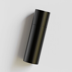 Realistic paper tube black color realistic texture isolated on gray background 3D render