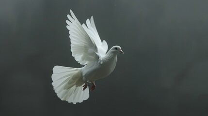 Symbolizing freedom  a white dove in flight against a black background for international peace day