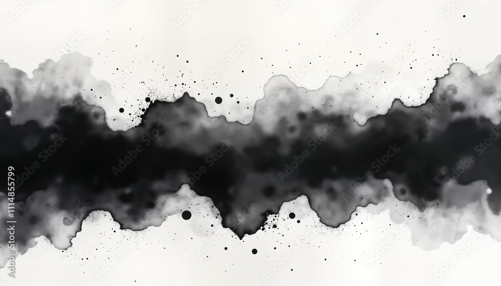 Aufkleber abstract black watercolor texture design. hand painted on white background. soft brushstrokes, splat
