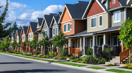 Obraz premium A mixed-income housing development promoting social equity and diversity.A mixed-income housing development promoting social equity and diversity.A mixed-income housing development promoting social eq