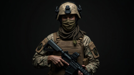 Army soldier in Combat Uniforms, generative ai