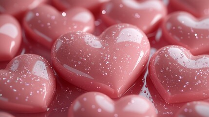 Fototapeta premium Sparkling Pink Hearts Collection for Romantic Occasions