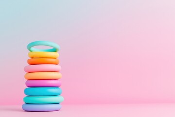 group playing ring toss with colorful rings in carnival colors, vibrant background setting, copy space,  