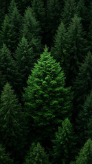Fototapeta premium Lush Green Forest with Standout Tree