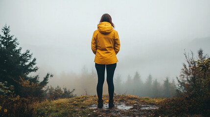 A person stands on a foggy hilltop, arms outstretched to embrace the uncertainty of life.A person stands on a foggy hilltop, arms outstretched to embrace the uncertainty of life.A person stands on a f