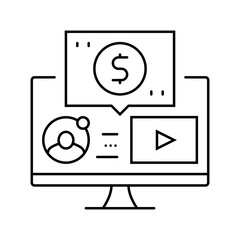 webinar monetization line icon vector. webinar monetization sign. isolated contour symbol black illustration