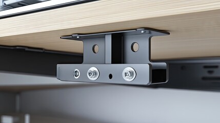 Obraz premium Black Metal Mounting Bracket for Desk Installation Under Surface